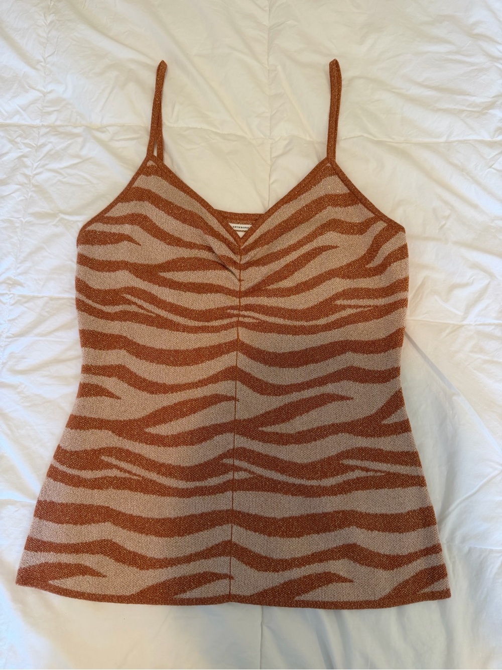Anthropologie rust and light pink zebra-stripe Knit Cami